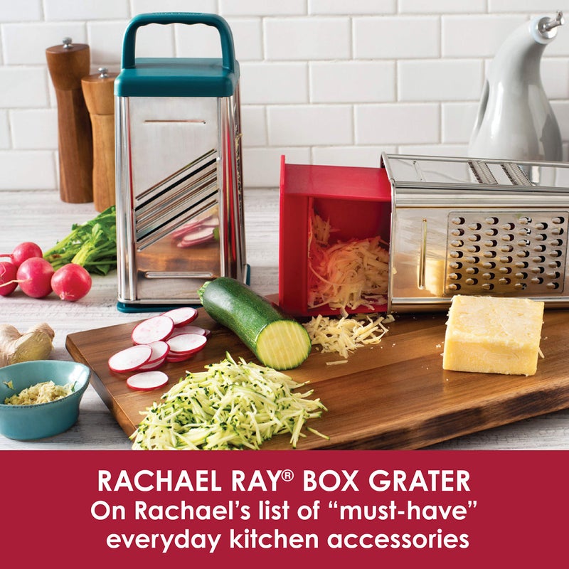 Rachael Ray Tools and Gadgets Stainless Steel Box Grater for Vegetables, Chocolate, Hard Cheeses, and more, Red(9.43 x 8.84 x 8.06 inches) - Image 2